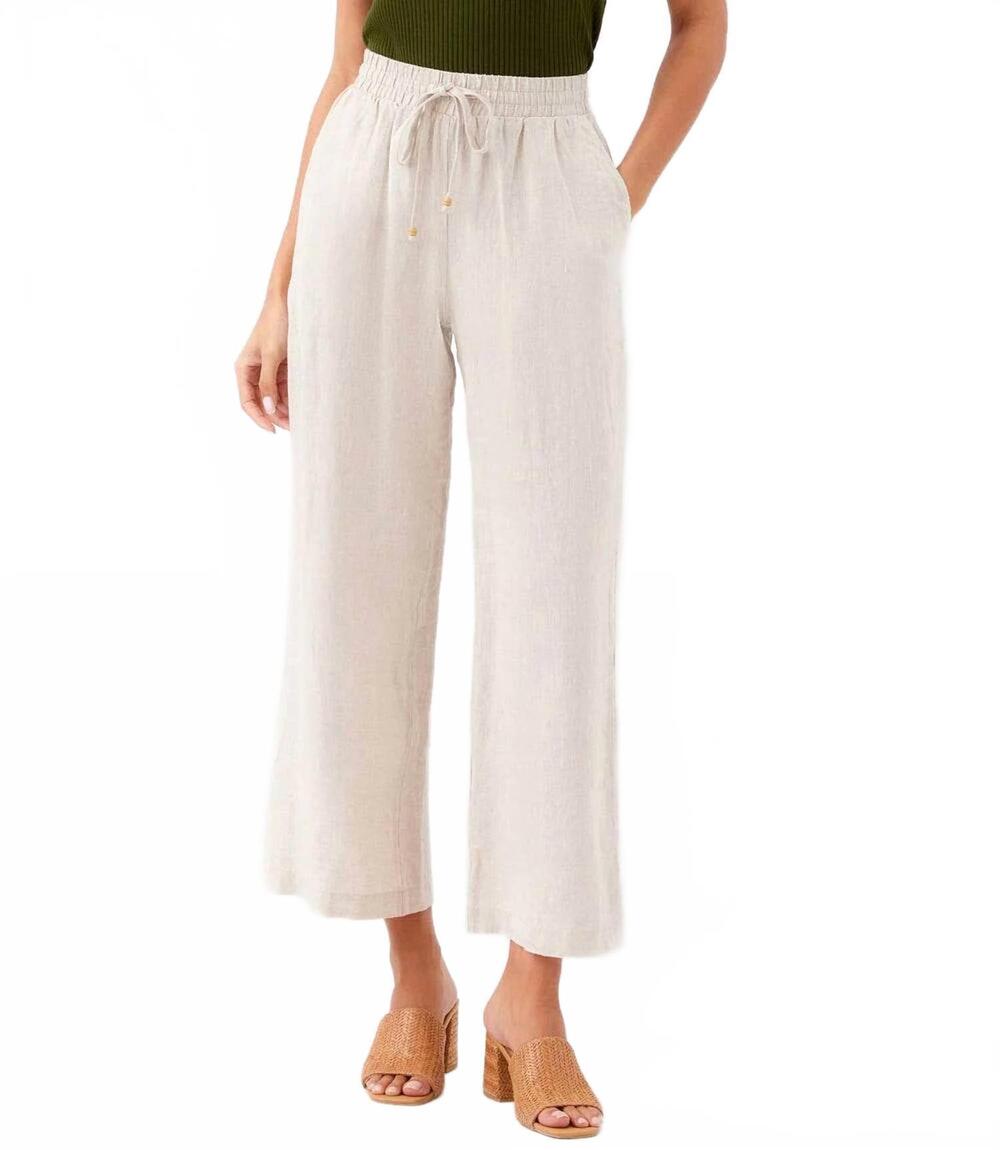 NEW KAREN KANE drawstring linen pants in oatmeal
